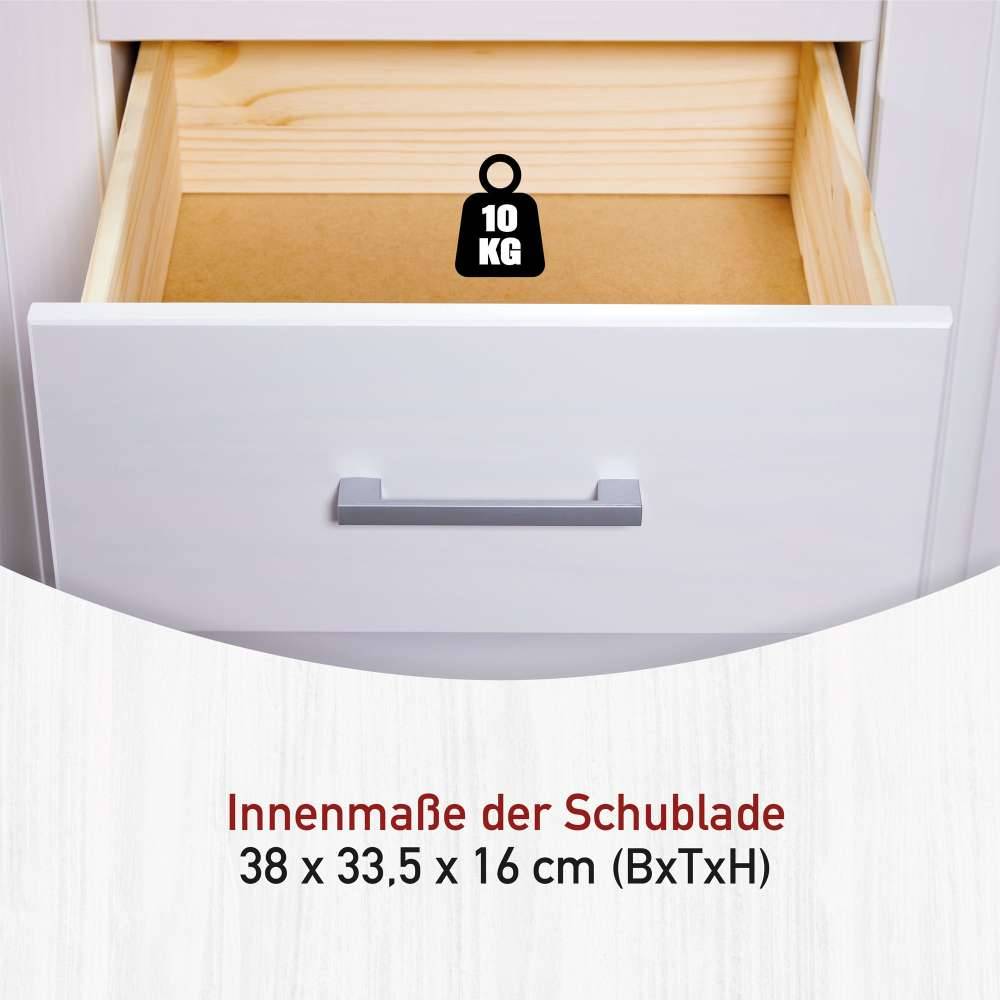Weißer Kombi Kleiderschrank mit Spiegel - Jeston