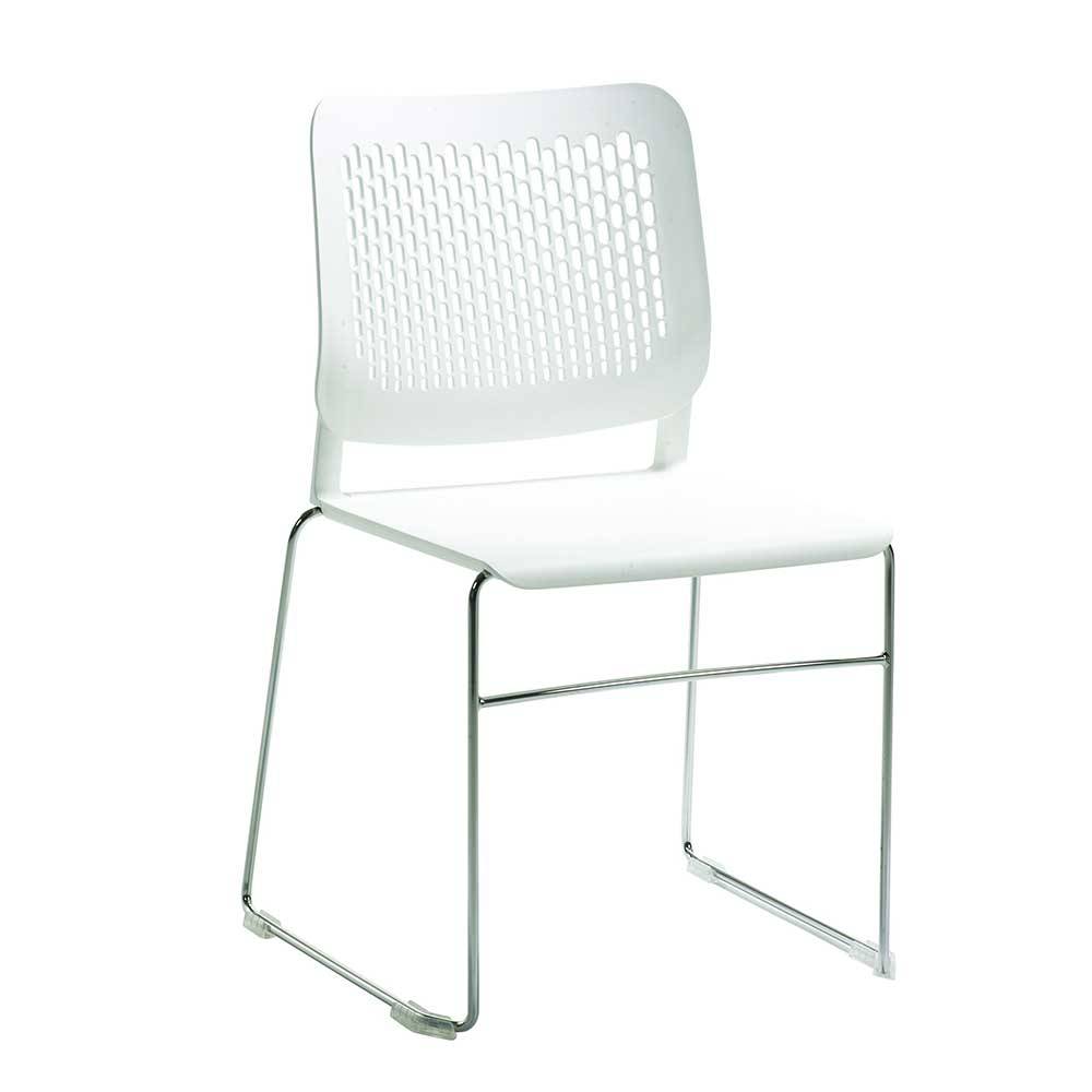 Moderner Esstisch Stuhl in Weiß & Chrom - Naresh