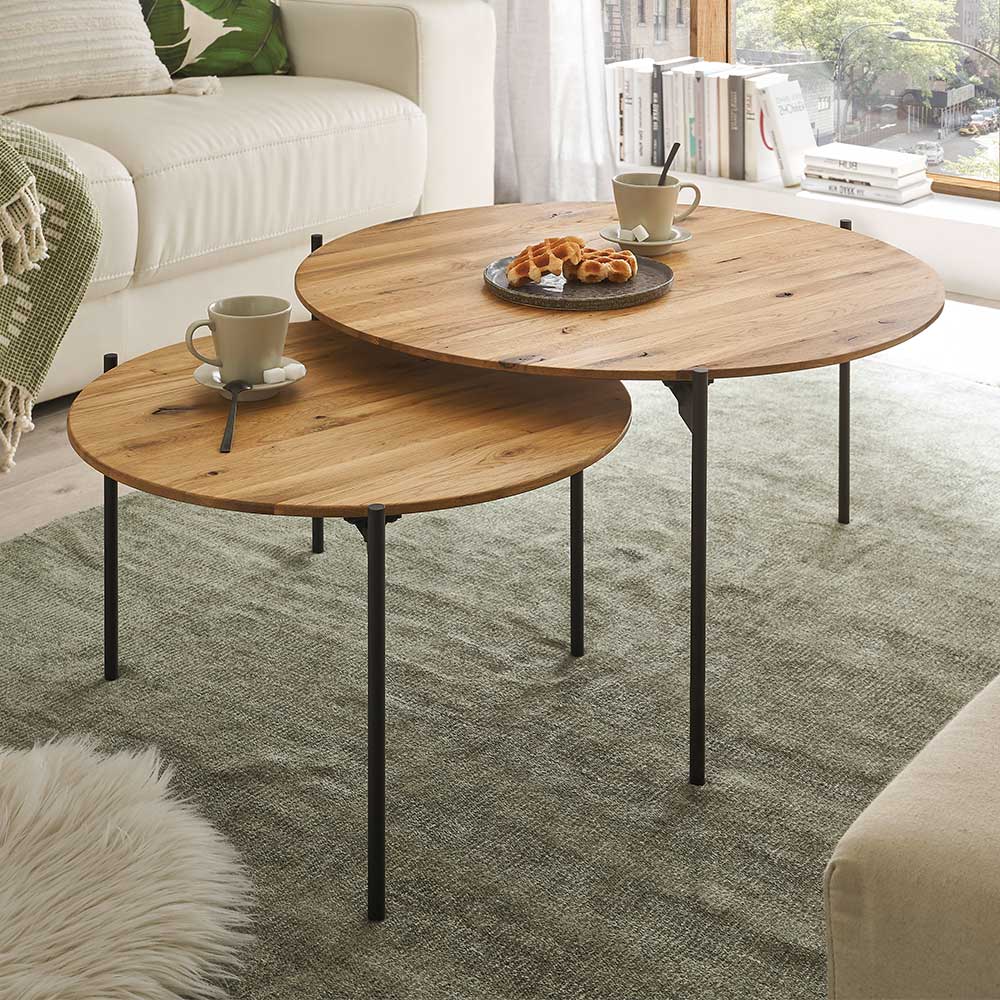 Asteiche Couchtisch mit Schweizer Kante - Learys