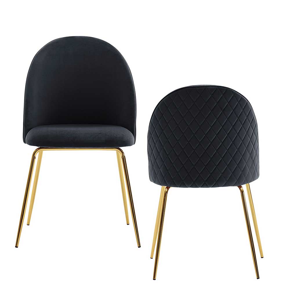 Polsterstuhl in Schwarz und Gold - Lidian (2er Set)