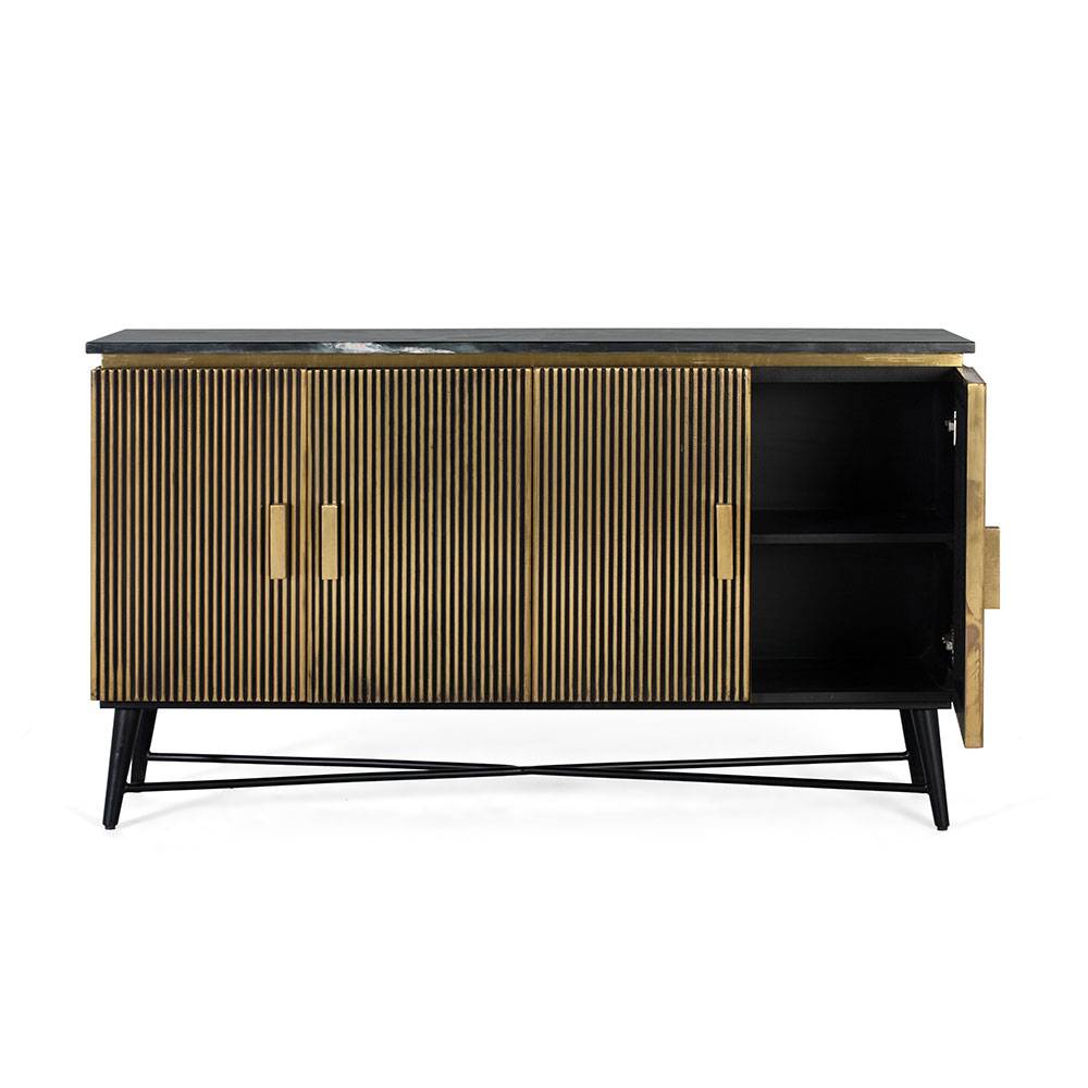 4-türiges Sideboard mit Marmor Platte - Hayato