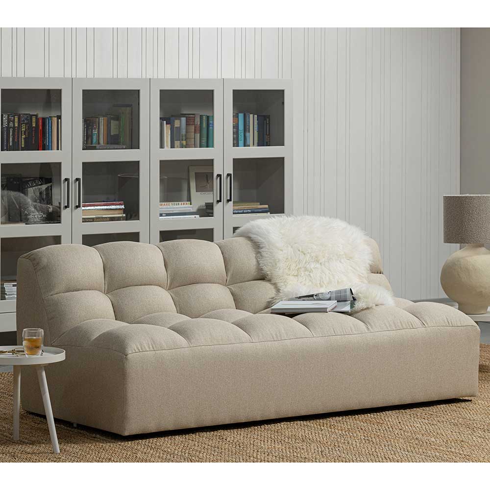 Design Zweisitzer Sofa ohne Armlehnen in Beige - Verolia