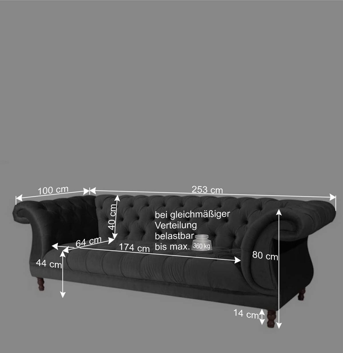 Samtvelours Wohnzimmercouch im Barockstil - Sicilianu