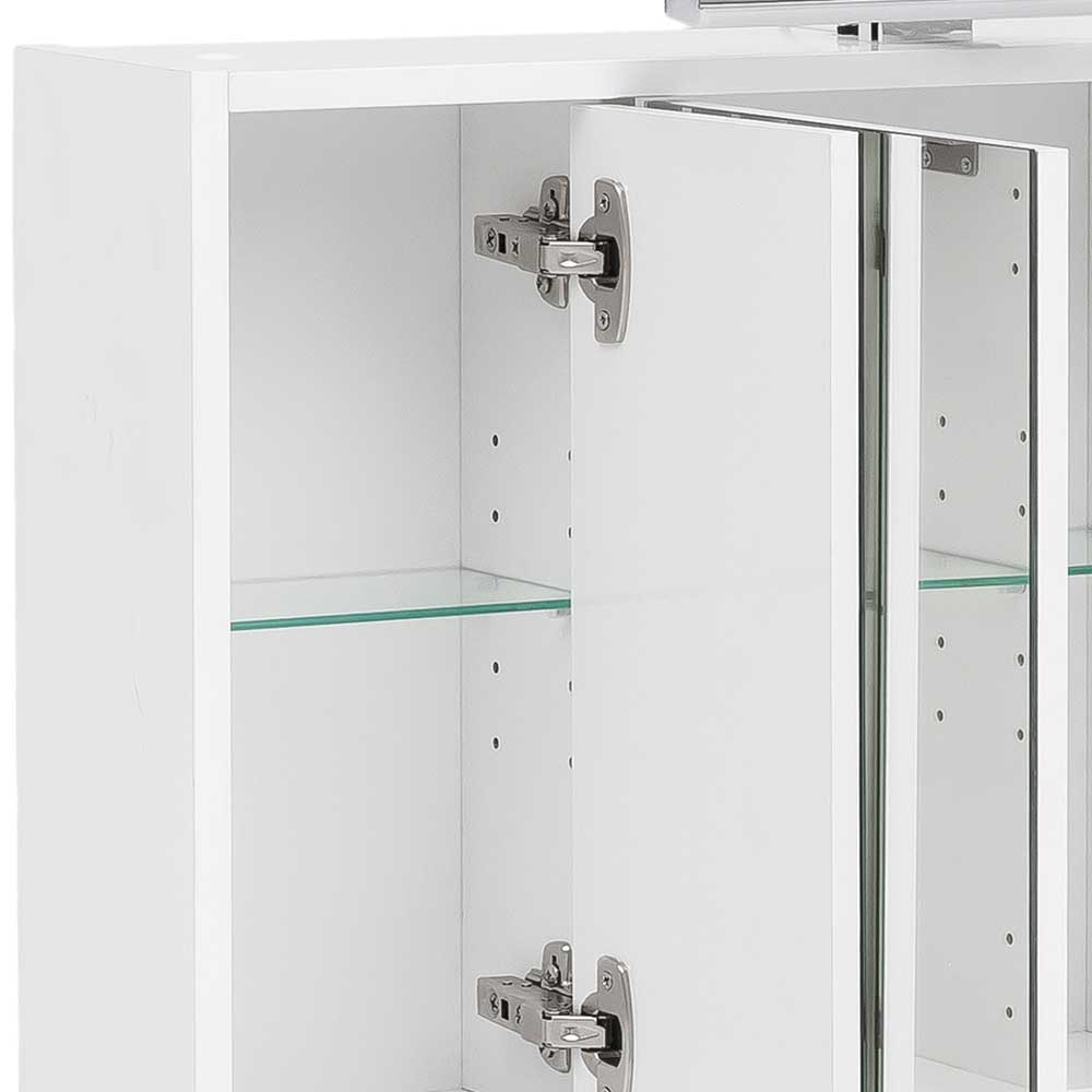 LED Bad Spiegelschrank mit offenem Fach in Weiß - 70x66x16 cm - Spynda