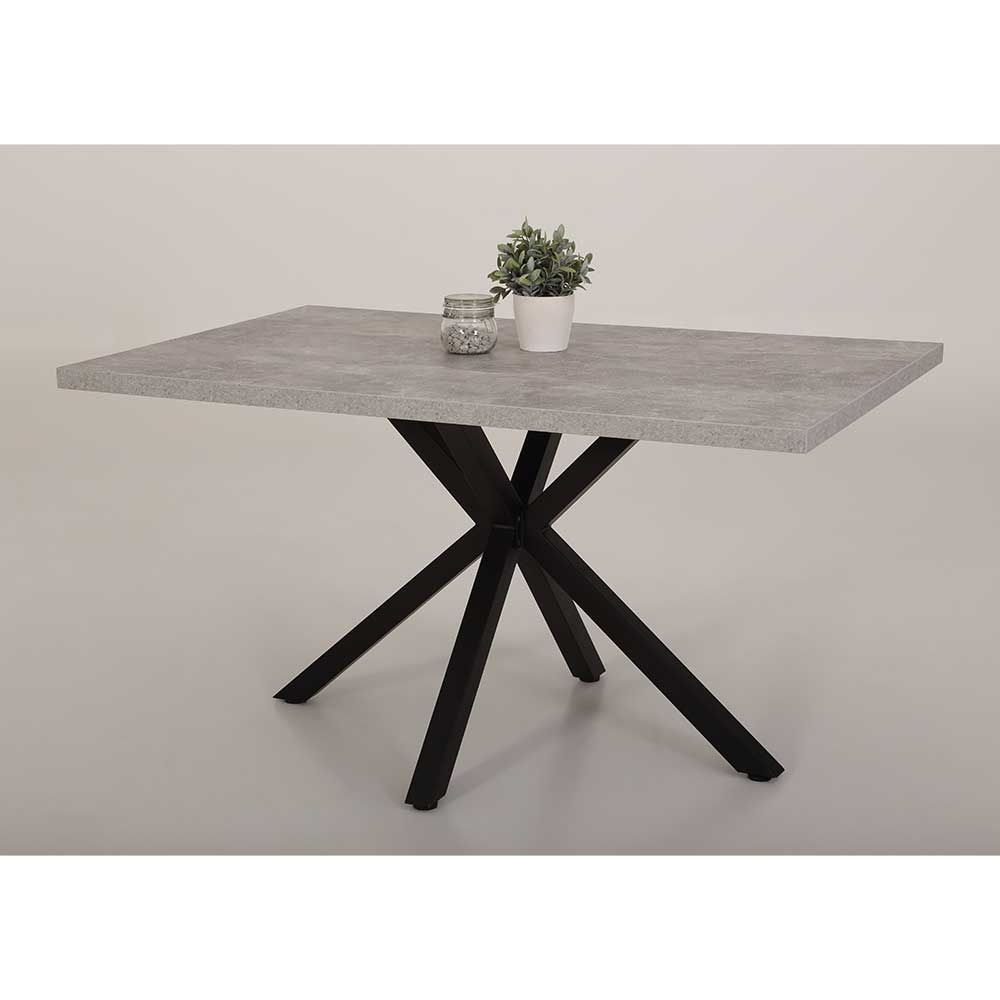180x90 Tisch in Beton Dekor & Schwarz - Concura