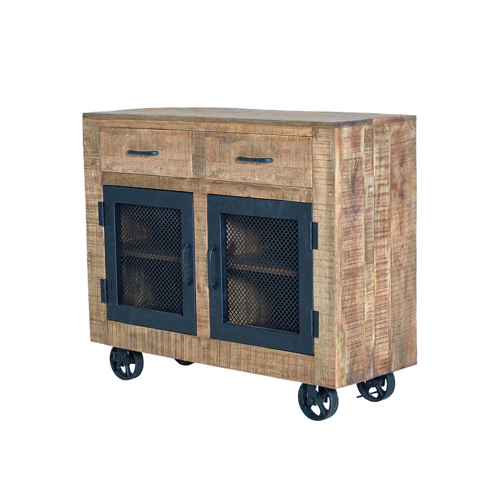 Industrial Kombi-Kommode auf Metall-Rädern - Thiano