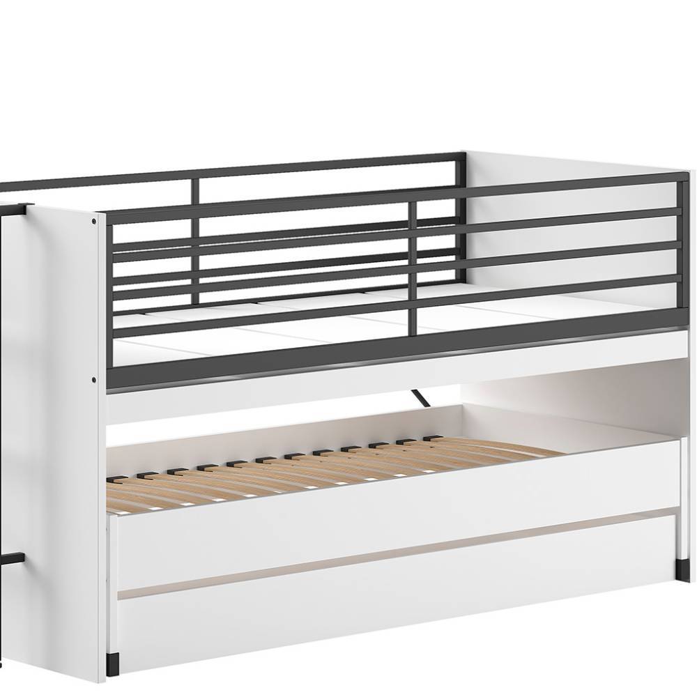 Ausziehbares Gästebett mit integrierter Bettschublade und Lattenrost für das moderne Kinderzimmer – Brasovia