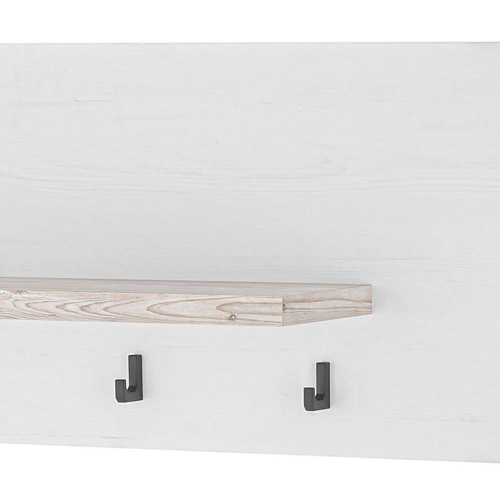 Modernes Wandboard für Flur mit weißer Pinie-Optik und praktischen Haken – Nedita