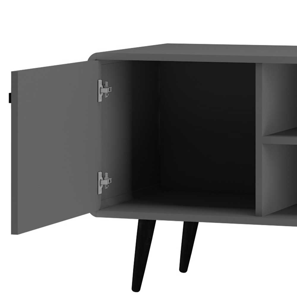 TV Kommode in Grau mit Schwarz - Pavias