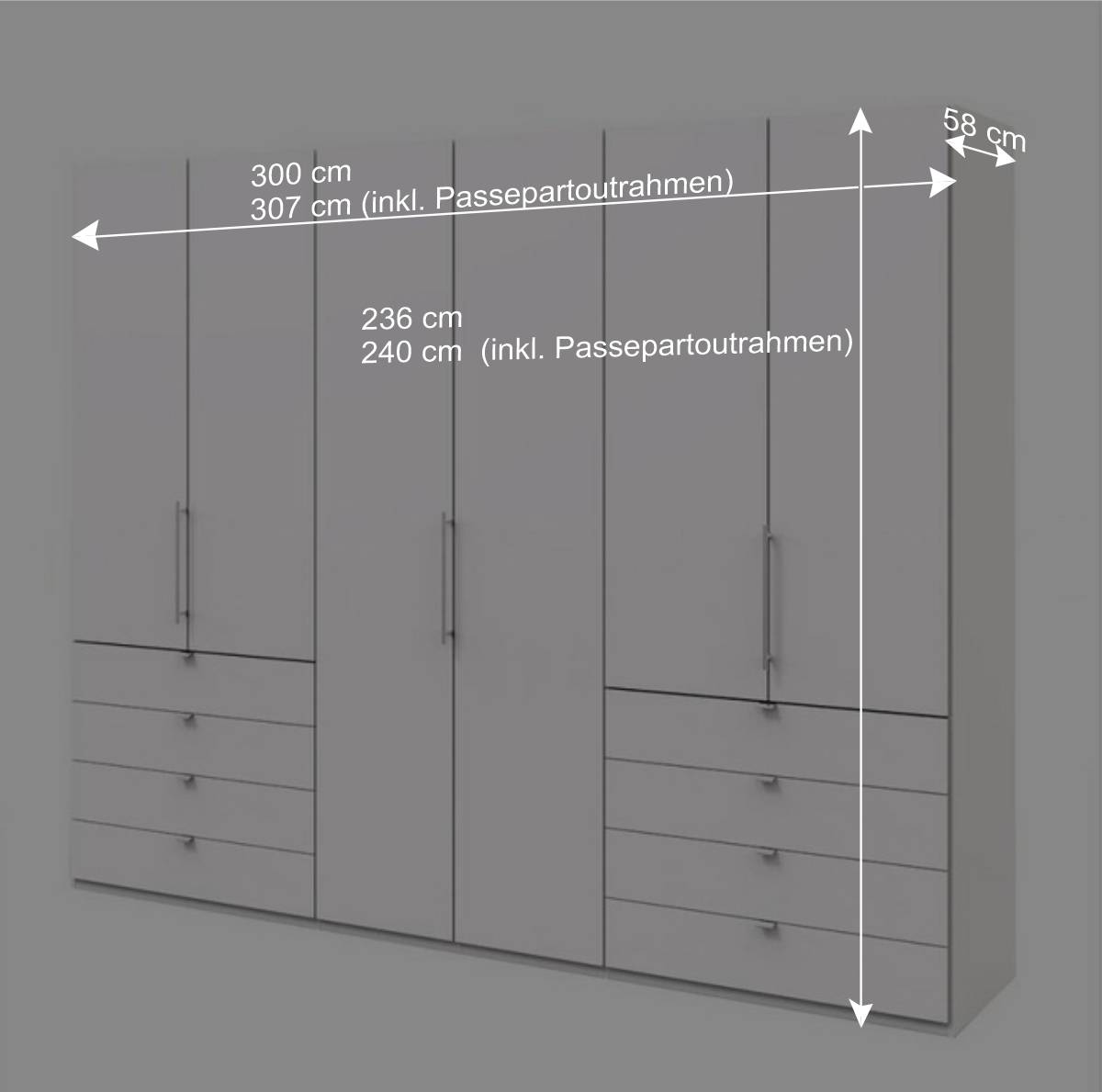 Schrank fürs Schlafzimmer mit 8 Schubladen - Donpiave
