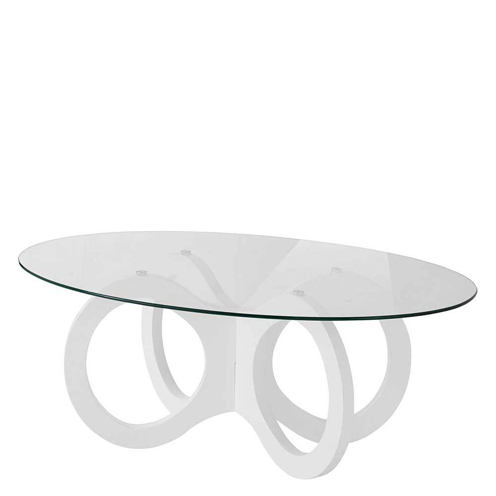 Ovaler Design-Couchtisch in Transparent Glas - Gildas