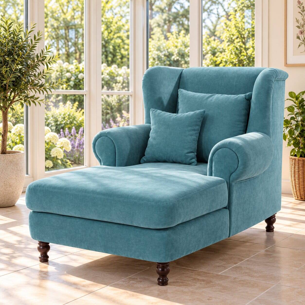 Velours Polstersessel in Petrol Blau - XXL Format - Karama