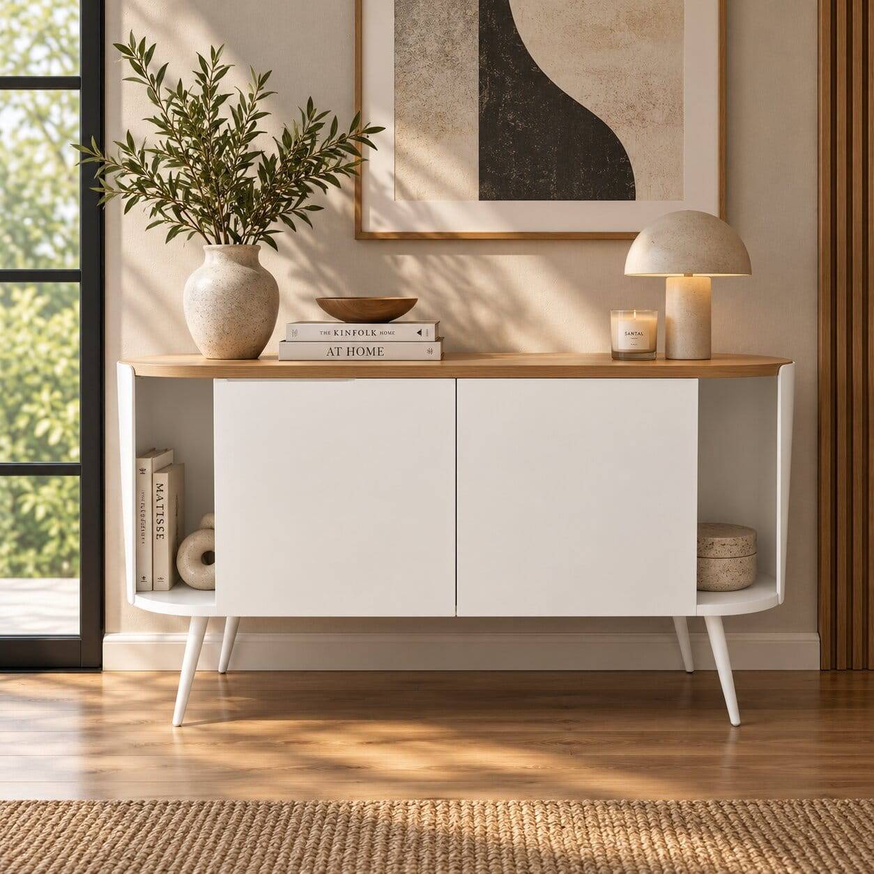Design Stahl Sideboard in Weiß - Yunike