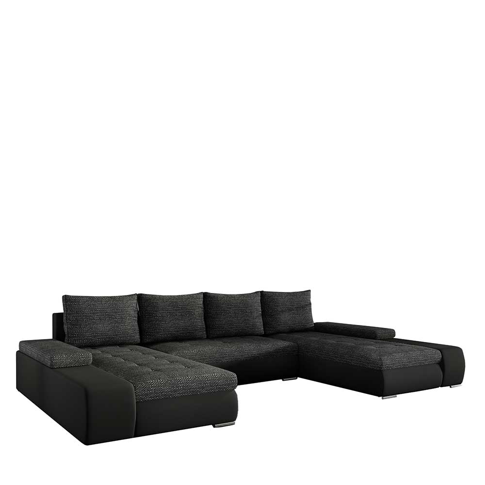 U-Form Wohnzimmercouch in Dunkelgrau und Schwarz - Grace