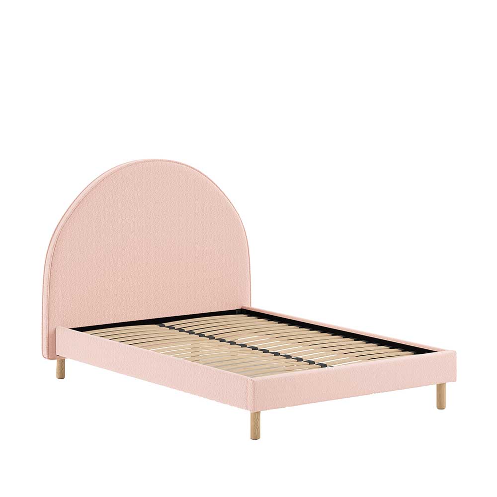 Gepolstertes Bett mit Boucle Bezug in Rosa - Skylab