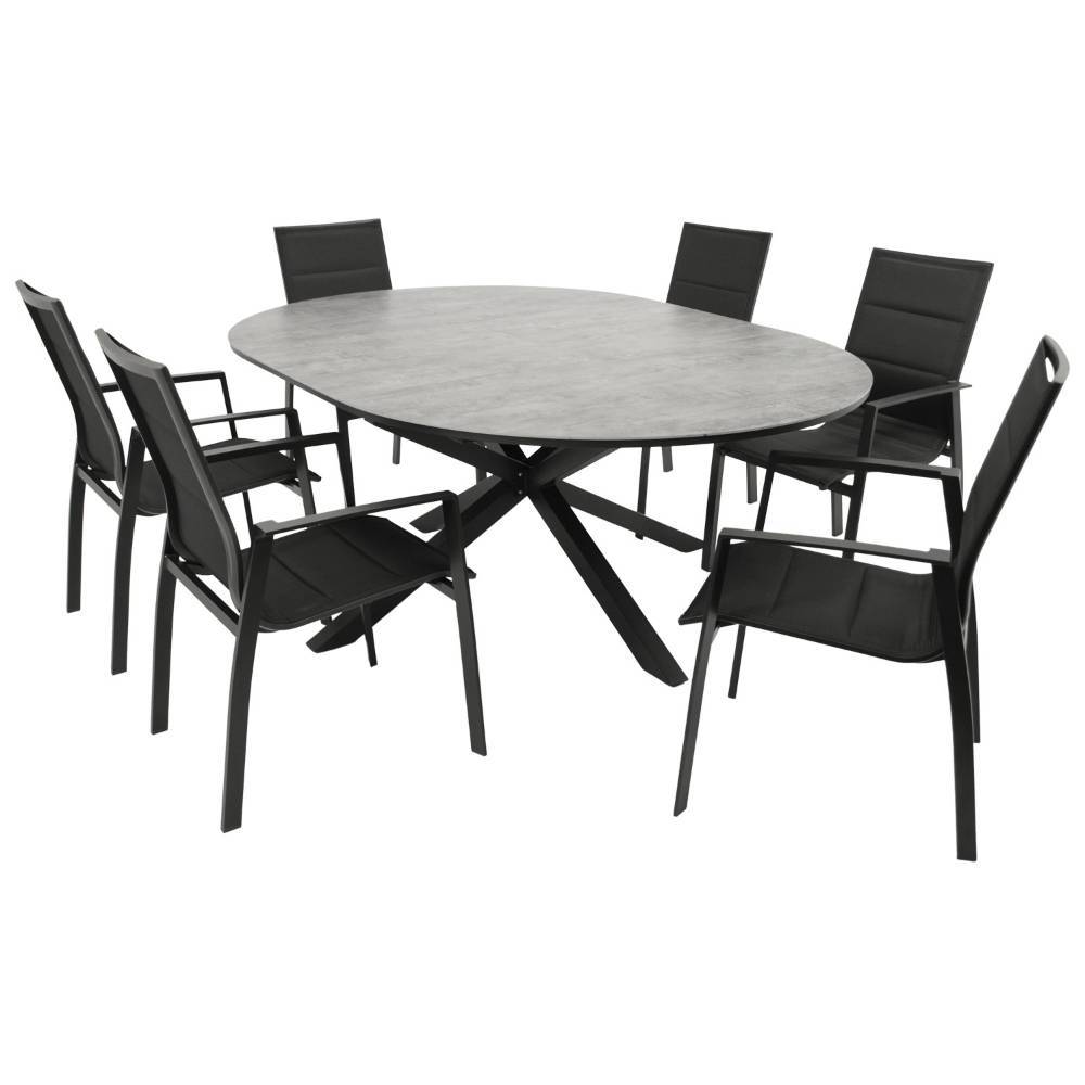 Outdoor-Esstischgruppe modern - Emzyan (siebenteilig)