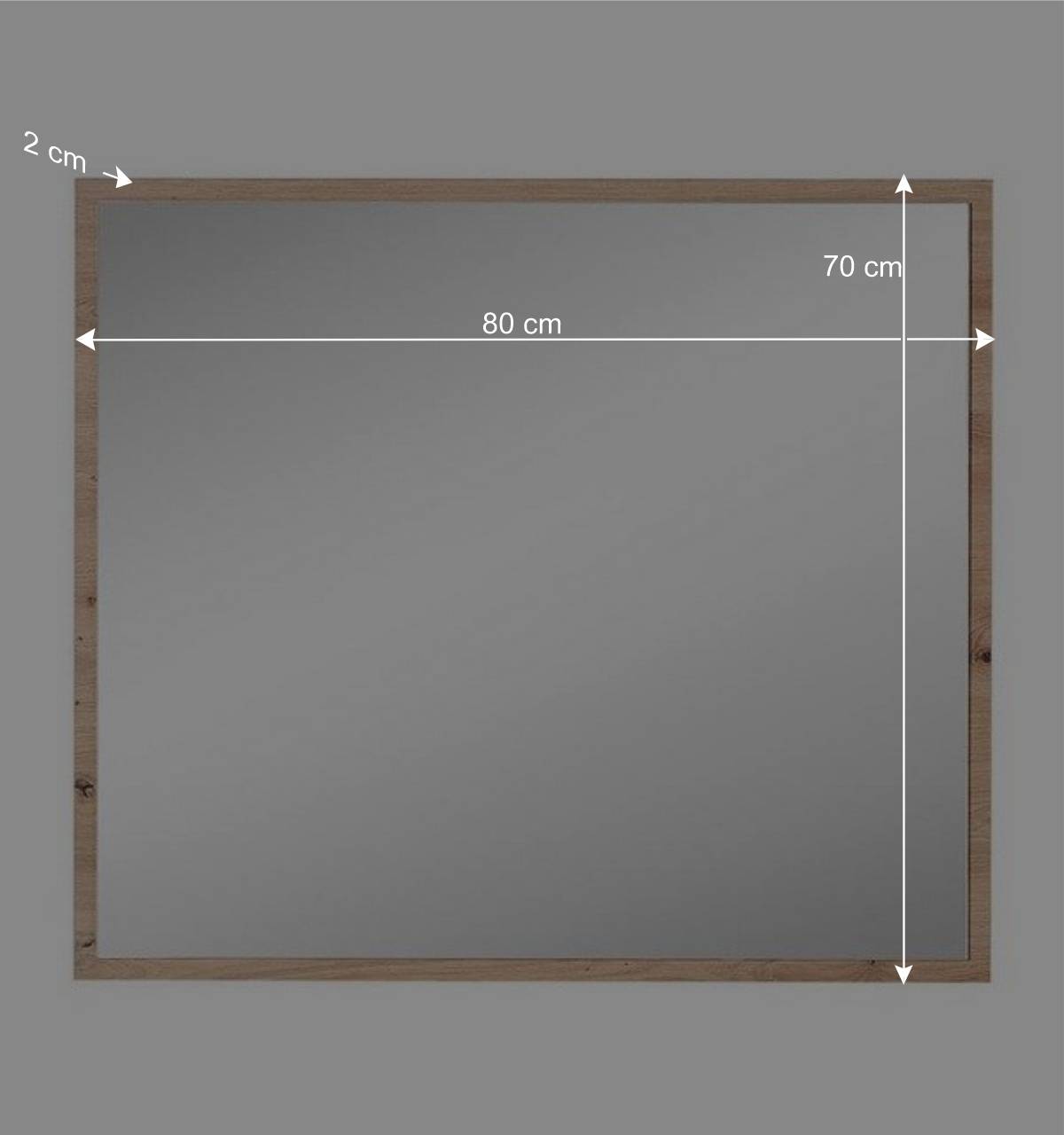80x70x2 Hängespiegel mit Rahmen in Holzoptik - Kuetra