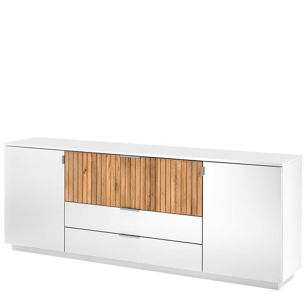 Design-Sideboard in Weiß mit Eiche Bianco - Miloris