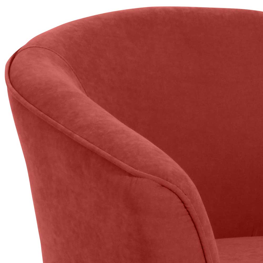 Halbrunder Sessel in Terracotta und Buche - Adison