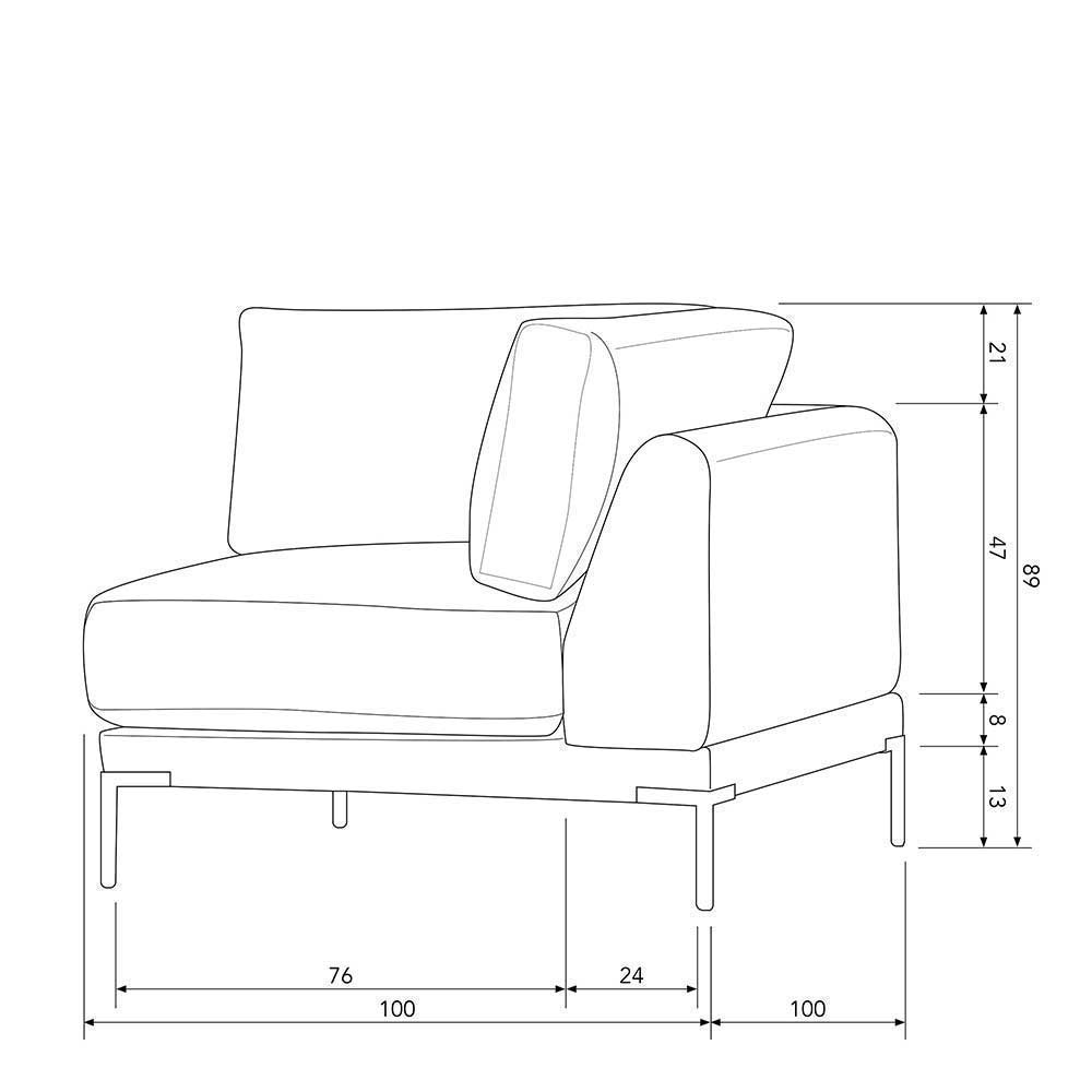 Modulsofa Eckelement in Schlammfarben - Alamo