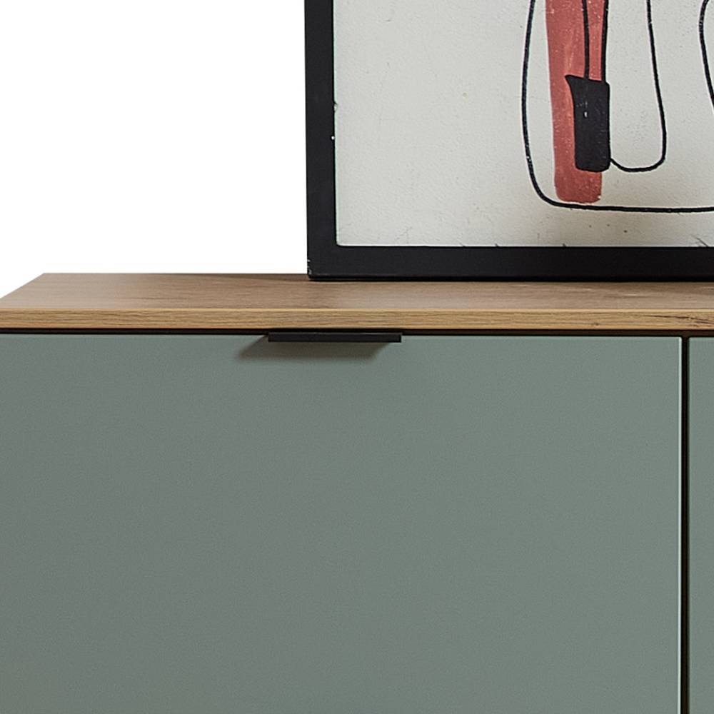 125cm breites Highboard in Graugrün und Wildeiche Natur - Halimi