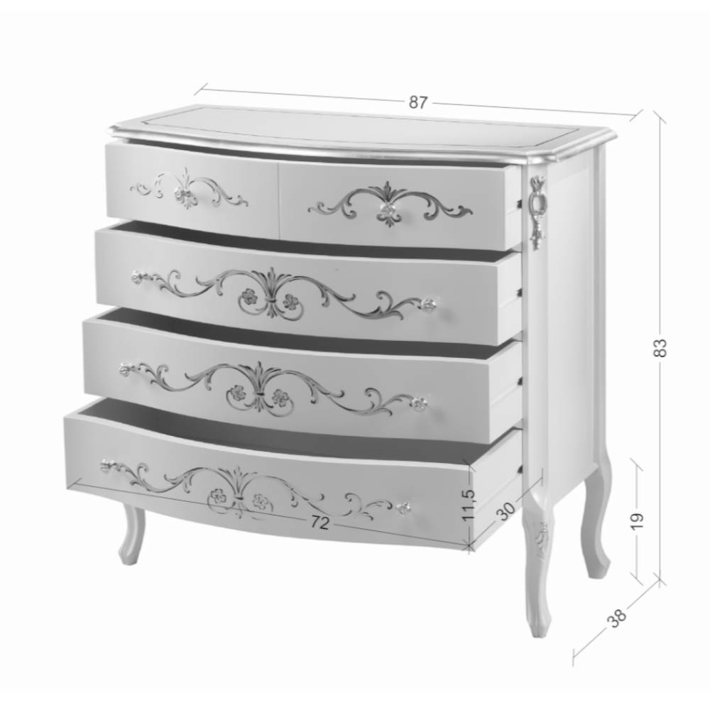 Edle Barock-Kommode miz 87 cm Breite - Iviada