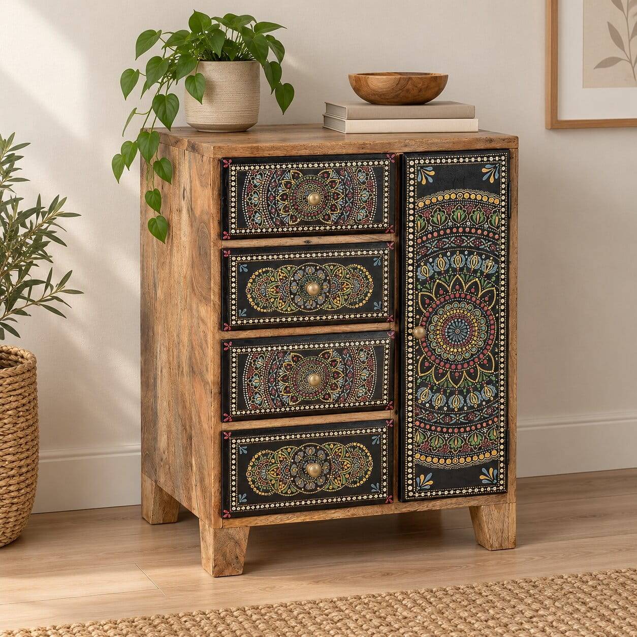Kombi Kommode mit Mandala Malereien Front - Marike