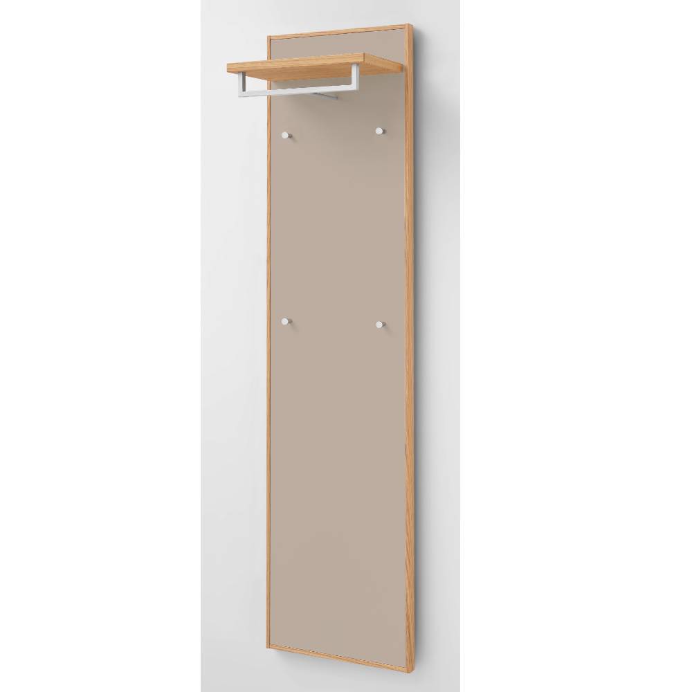 Schmales Garderobenpaneel in Beige und Eiche Bianco - Nova