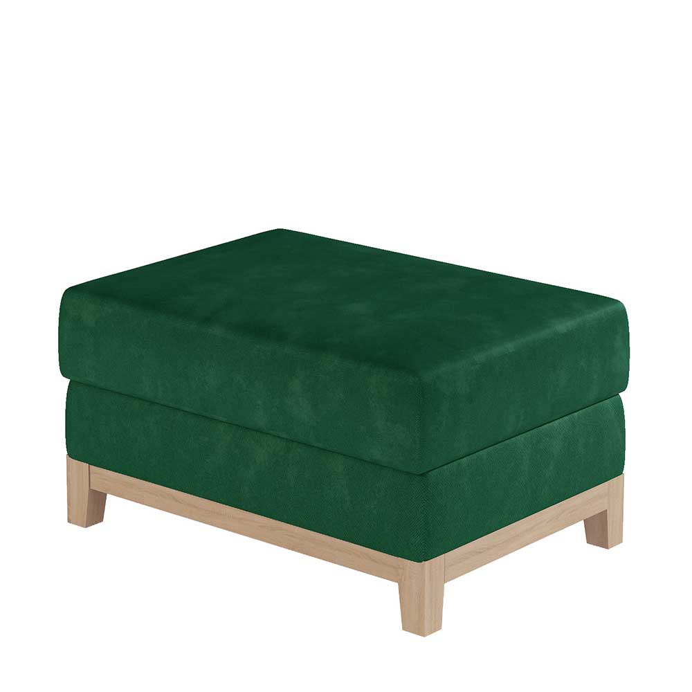 Velours Hocker in Dunkelgrün - Yamura
