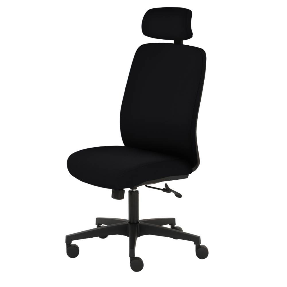 Bürostuhl mit Kopfstütze in Schwarz - Mino