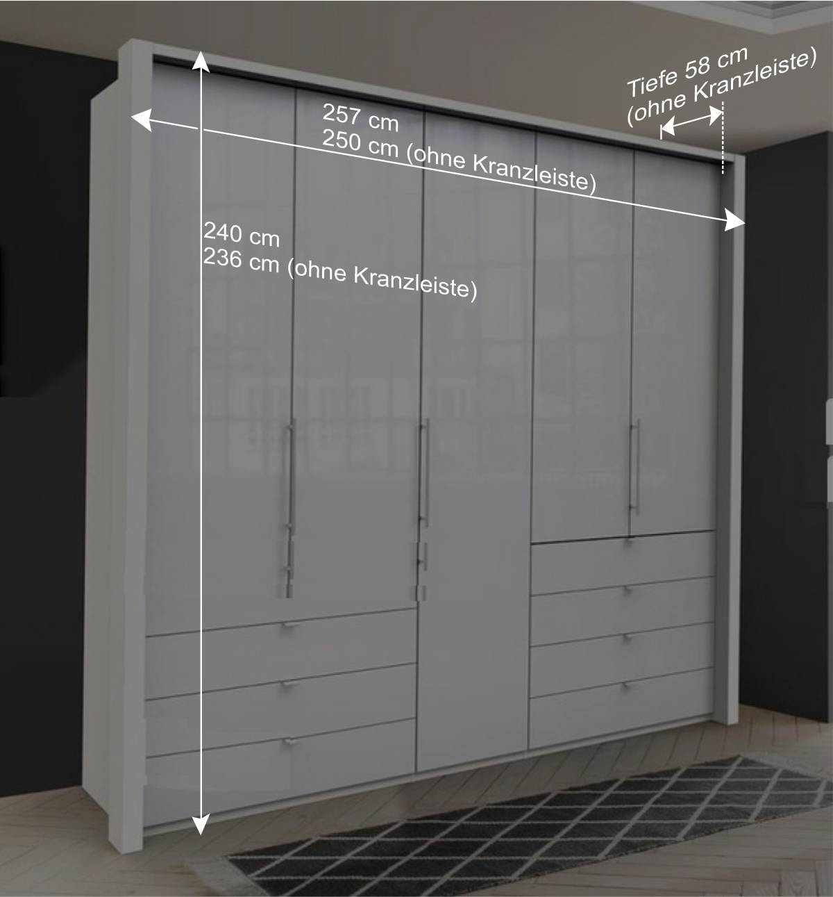 Kleiderschrank mit Schubladen & Türen - Dolienca
