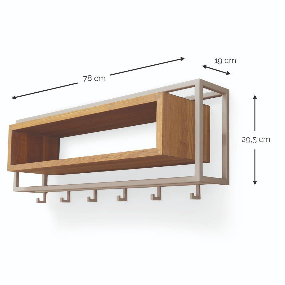 Materialmix Garderobe aus Stahl in Taupe - Philadela