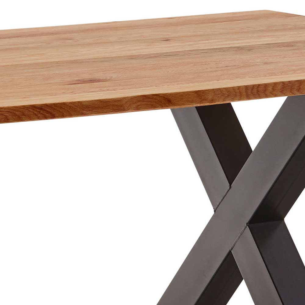 X-Bein Tisch mit Holzplatte Baumkante - Rania