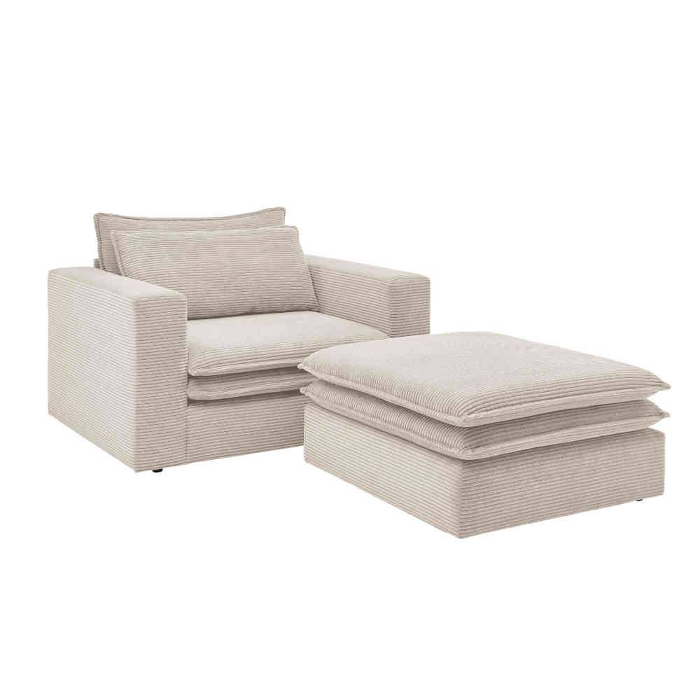 Big Sessel mit Hocker Set - Jony (zweiteilig)