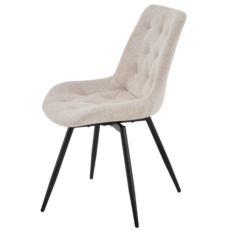 Bequemer Esszimmerstuhl in Taupe mit modernem Design und schwarzen Beinen im 2er Set – Emja