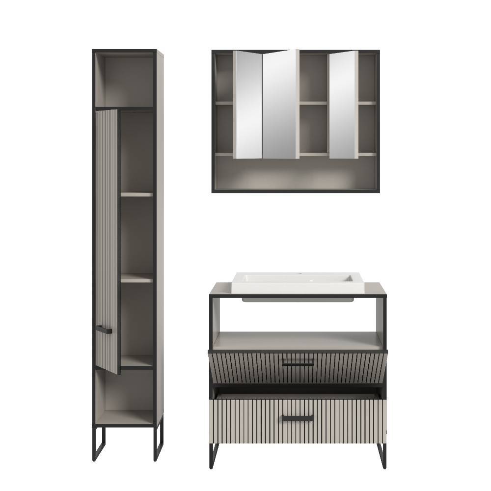 Bad-Waschplatz und Hochschrank Set - Xena (dreiteilig)