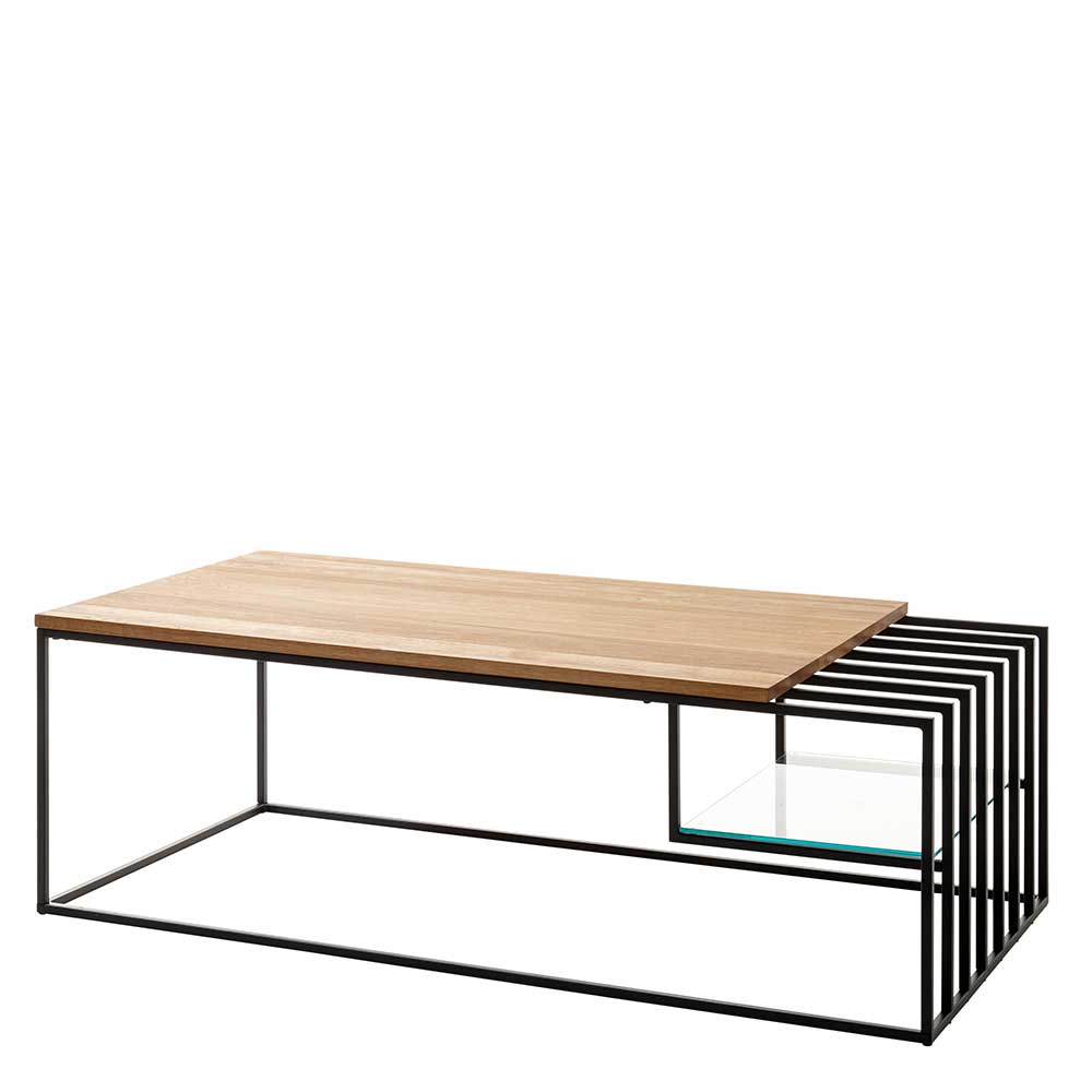 Design-Wohnzimmertisch mit Holzplatte Eiche - Hortenza