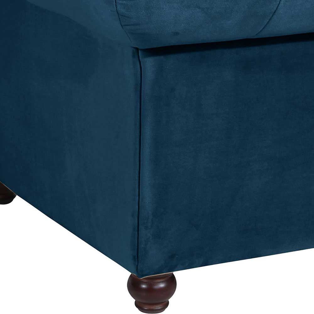 Chesterfield Couch in Petrol Blau - Jelenora