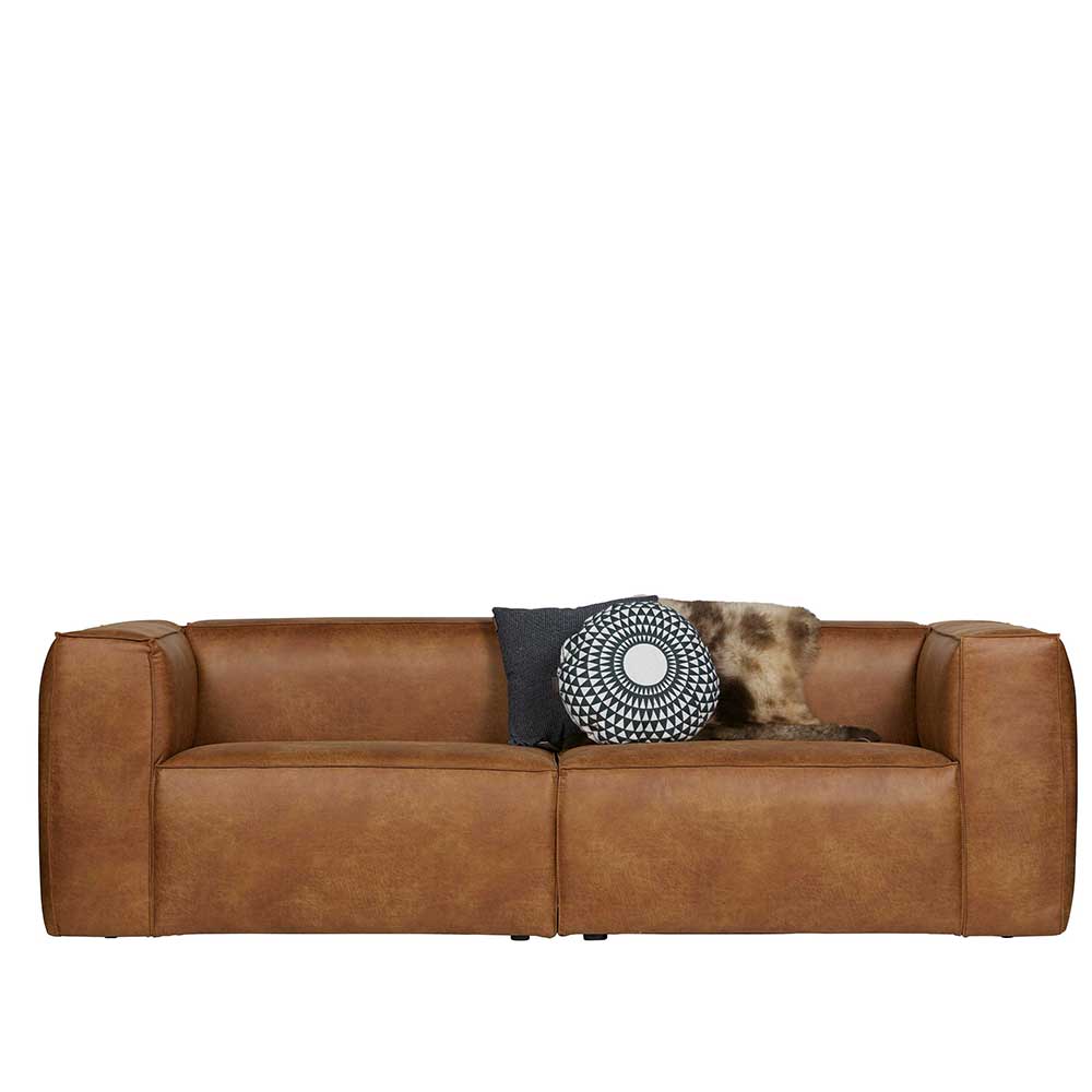 Recyclingleder 4-Sitzer Sofa in Cognac Braun - Miloris