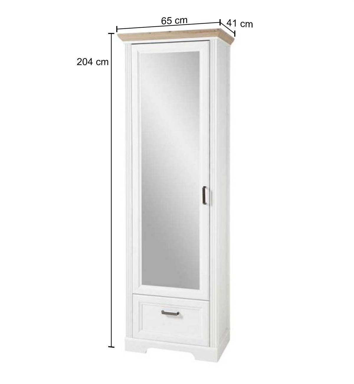 65x204x41 Landhaus Dielenschrank mit Spiegel - Nurelcas