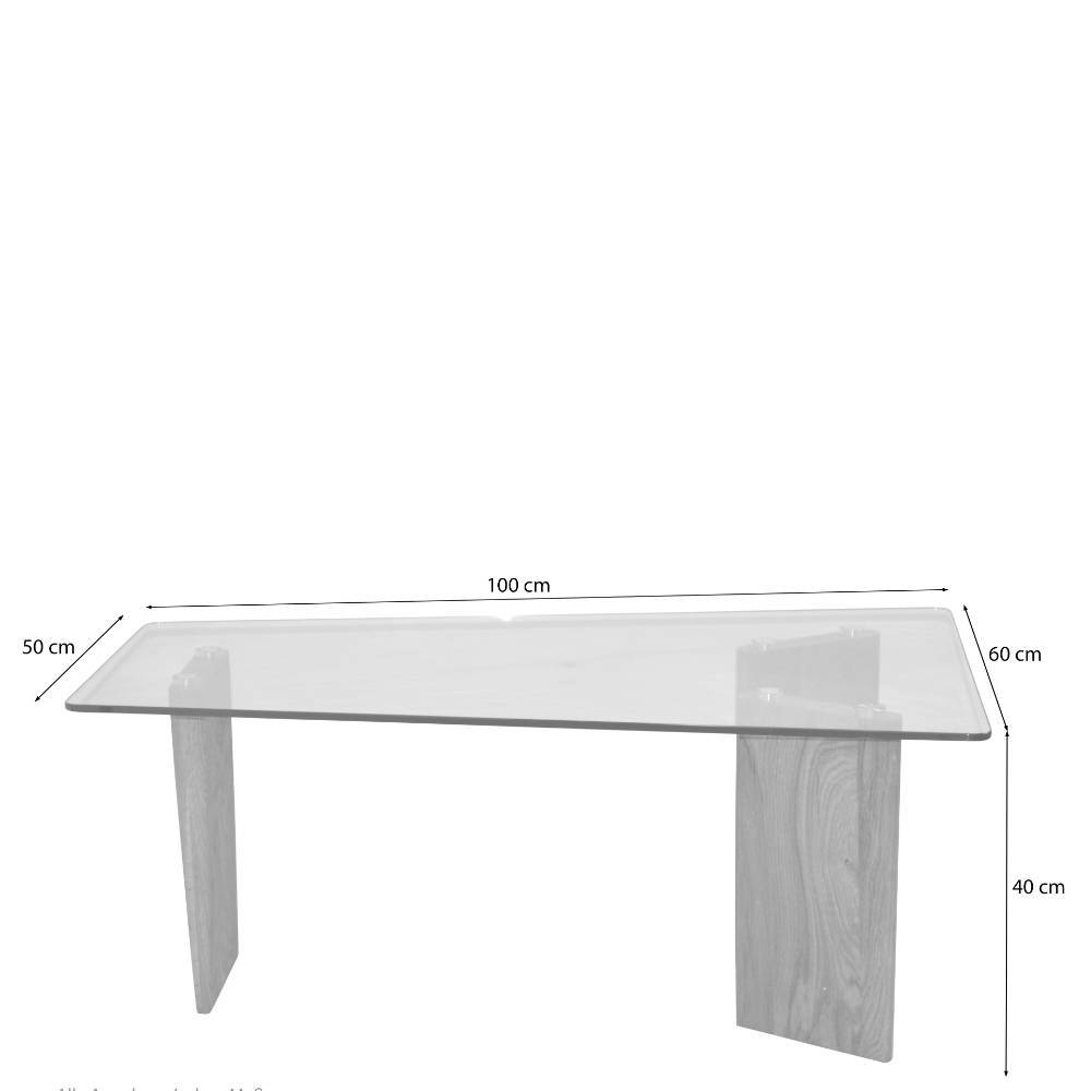 Trapez-Design-Couchtisch mit Glasplatte - Adriatano