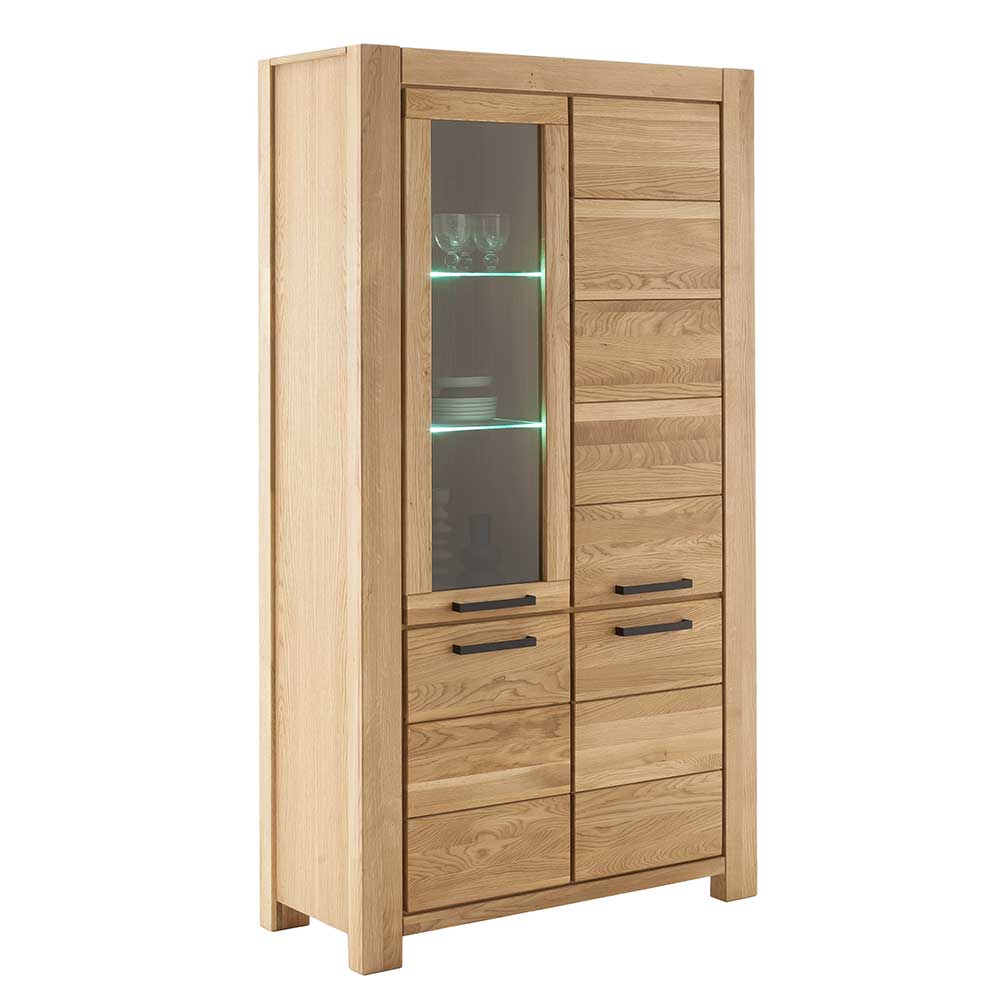 Wildeiche Vitrinenschrank teilmassiv - Sophia