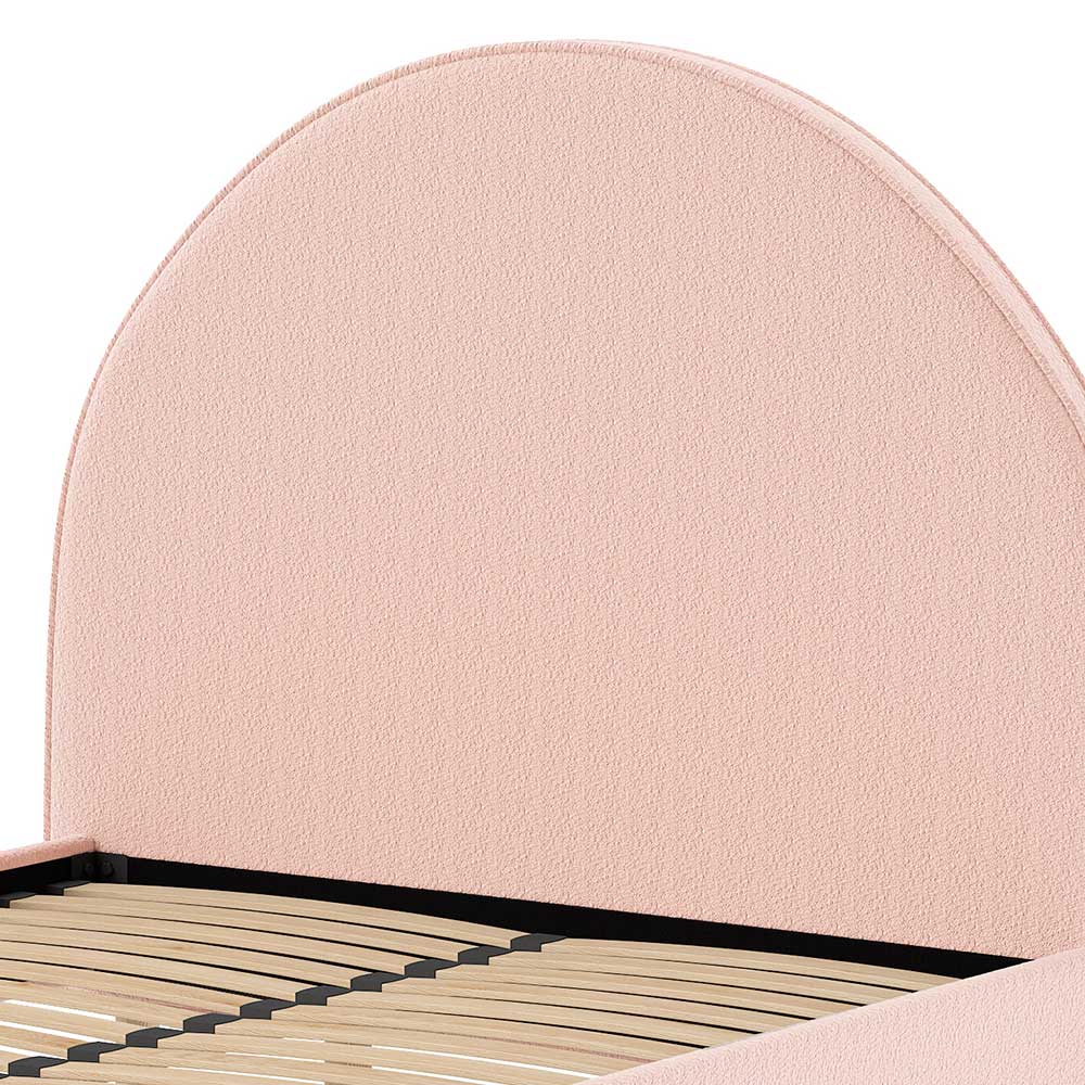 Gepolstertes Bett mit Boucle Bezug in Rosa - Skylab