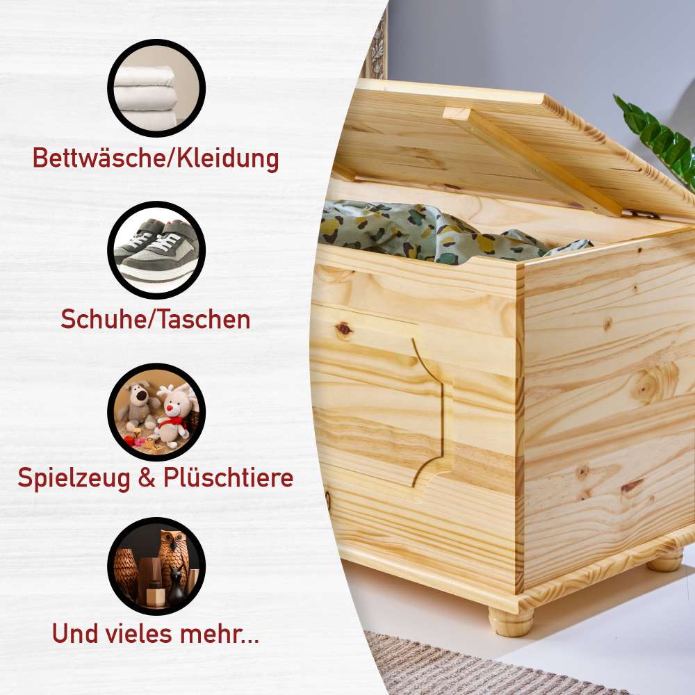 89cm breite Country Truhe mit flachem Deckel - Besi