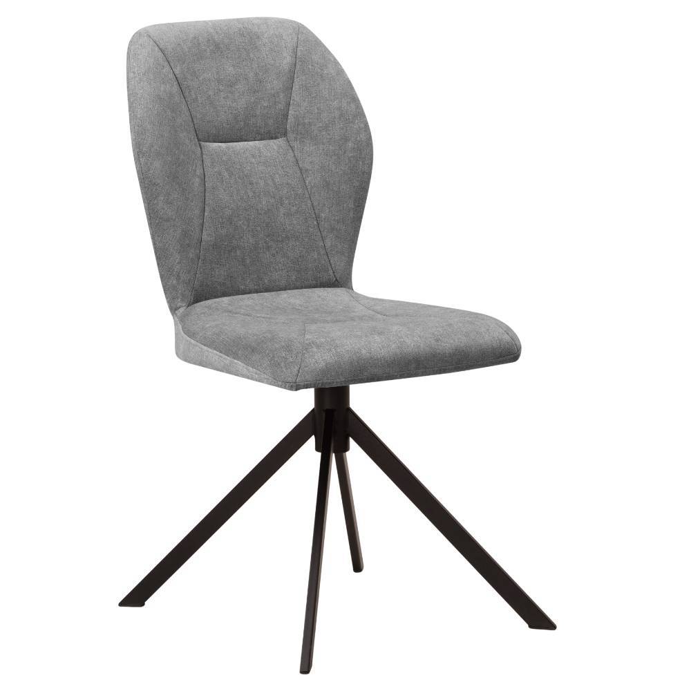 Moderner Esszimmerstuhl aus grauem Flockstoff mit schwarzem Metallfuß im 2er Set – Tamarino