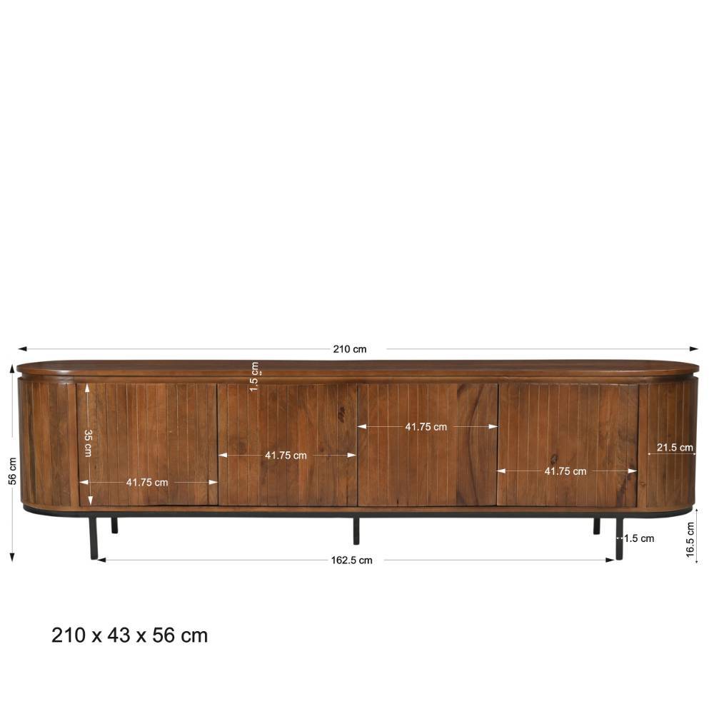 Retro Design TV Lowboard aus Mangoholz - Galadira