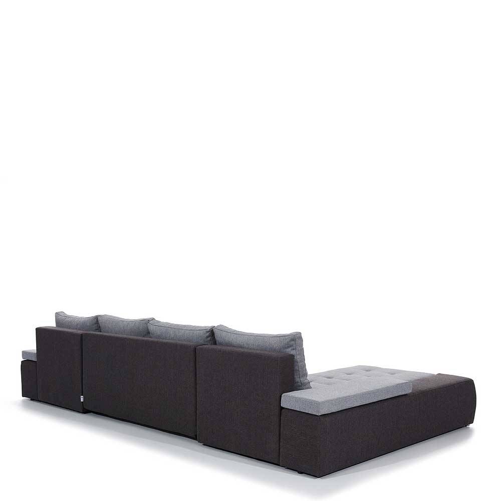 U-Design Schlafsofa in Dunkelgrau und Schwarz - Blance