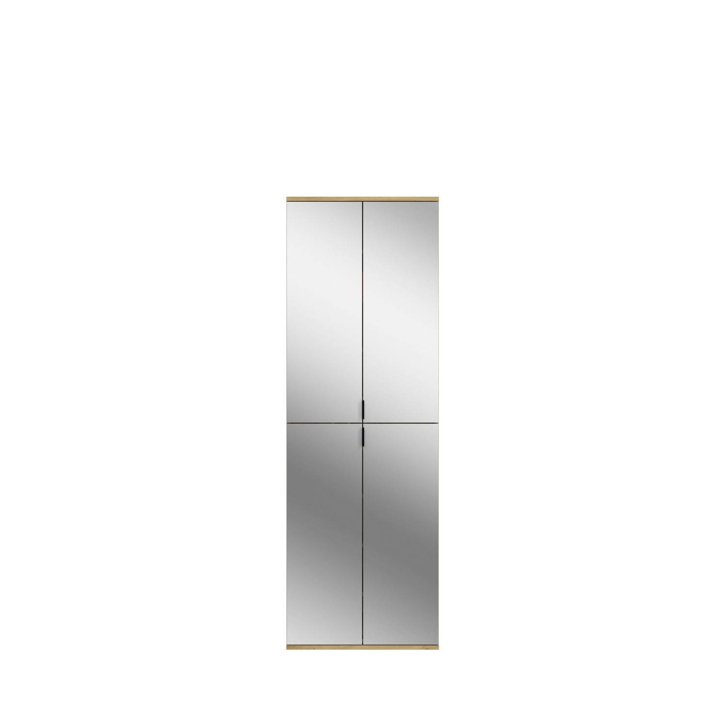 Schmaler Bad Hochschrank mit vier Spiegeltüren und Griffen in Schwarz – Pretty