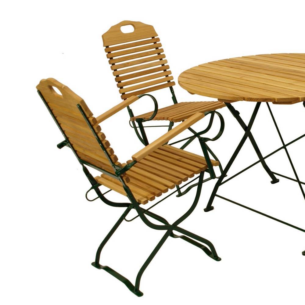 Runde Biergarten-Gruppe aus Robinie Massivholz - Bostaoro (fünfteilig)