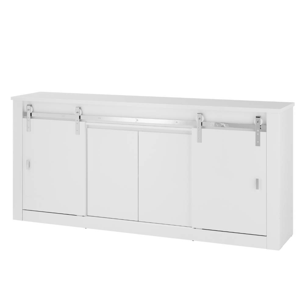 Elegantes weißes Sideboard mit Schiebetüren und offenen Seitenfächern für Wohnzimmer – Memphys